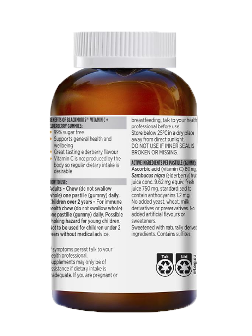 Blackmores - Vitamin C Elderberry 120 Viên Kẹo Dẻo - Hàng Auth Từ Úc