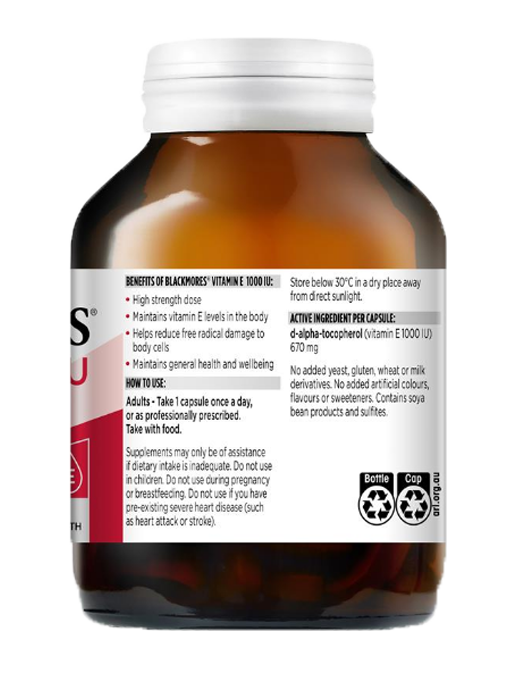 Blackmores - Vitamin E 1000IU 100 Viên Nang - Hàng Auth Từ Úc