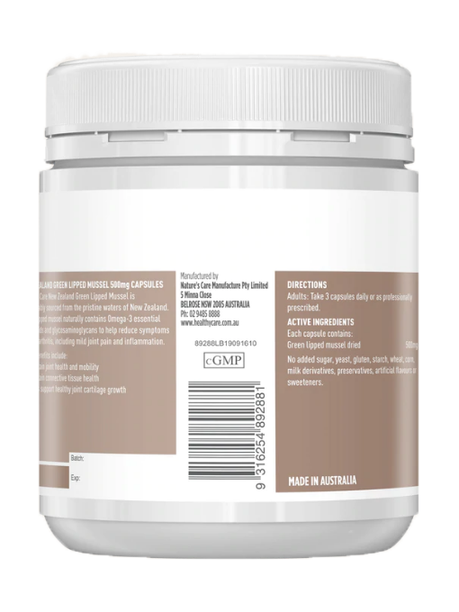 Healthy Care - New Zealand Green Lipped Mussel 500mg 250 Viên Nang -  Hàng Auth Từ Úc