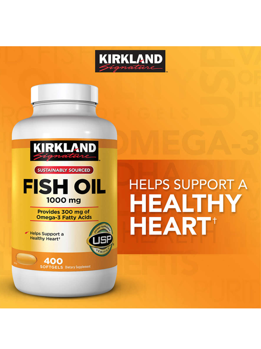 Kirkland - Dầu Cá Omega 3 1000mg 400 Viên Nang - Hàng Auth Từ Mỹ