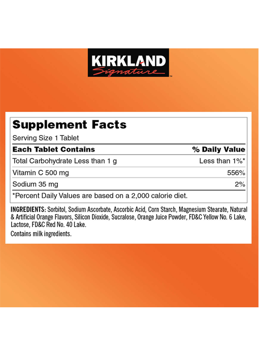 Kirkland - Vitamin C 500mg 500 Viên Ngậm - Hàng Auth Từ Mỹ