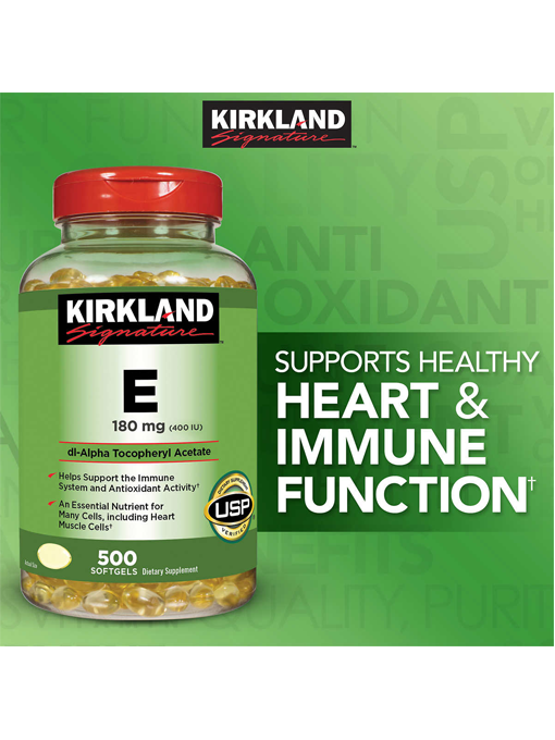 Kirkland - Vitamin E 180 Mg 500 Viên Nang - Hàng Auth Từ Mỹ 