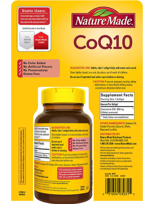 Nature Made - CoQ10 200 mg 140 Viên Nang - Hàng Auth Từ Mỹ 