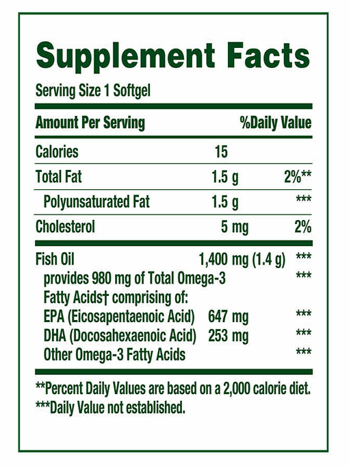 Nature's Bounty - Fish Oil 1400 mg 130 Viên Nang - Hàng Auth Từ Mỹ
