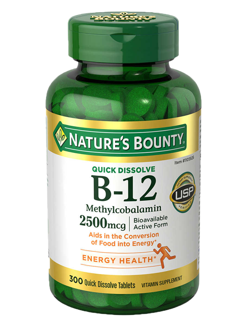 Nature's Bounty - Vitamin B12 2500 mcg 300 Viên Nén - Hàng Auth Từ Mỹ