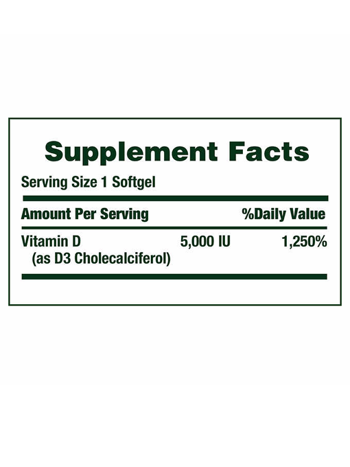 Nature's Bounty - Vitamin D3 125 mcg 400 Viên Nang - Hàng Auth Từ Mỹ
