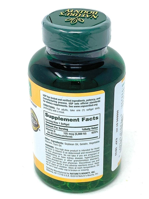 Nature's Bounty - Vitamin D3 125 mcg 400 Viên Nang - Hàng Auth Từ Mỹ
