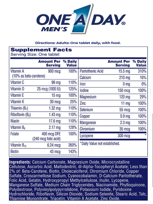 One A Day - Men's Multivitamin 300 Viên Nén - Hàng Auth Từ Mỹ