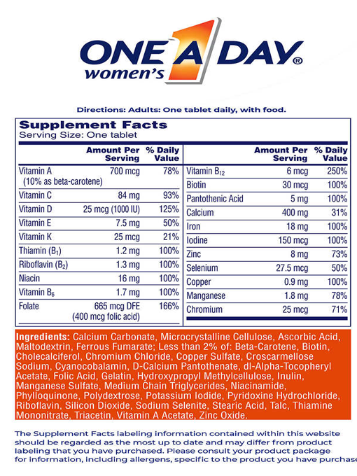One A Day - Women's Multivitamin 300 Viên Nén - Hàng Auth Từ Mỹ